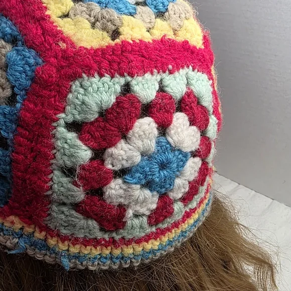 Granny Square Crochet Beanie- Bucket Hat Unisex One Size Adult - Picture 4 of 6